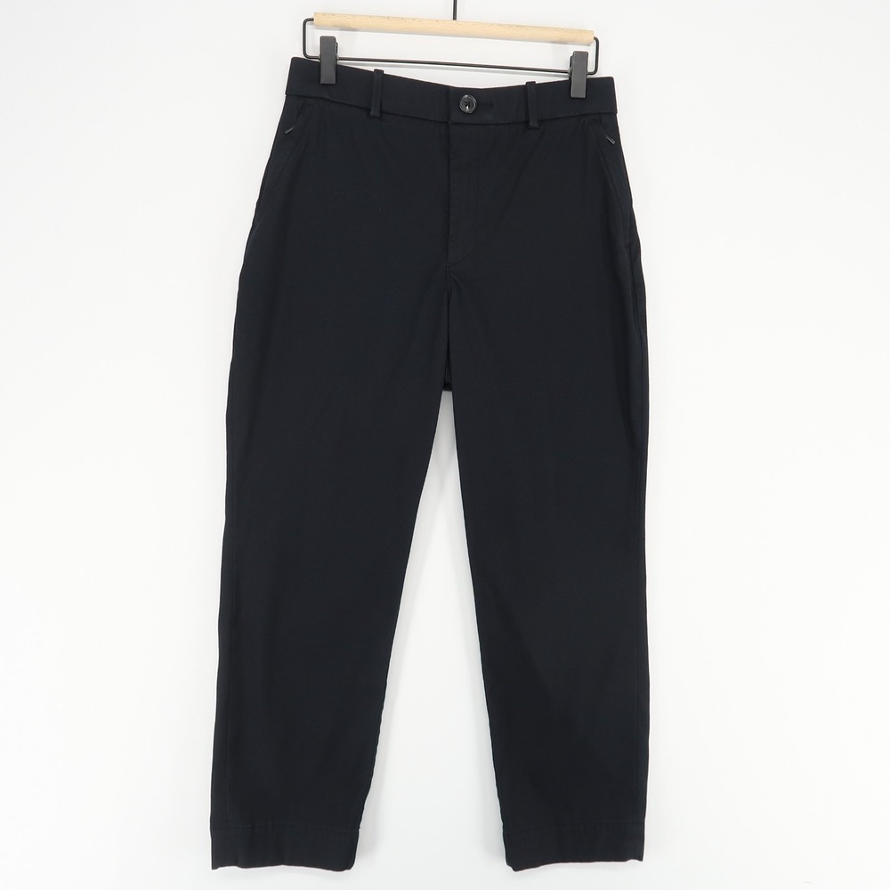 SPANX Womens Twill Slim Pants M Black Stretch Cropped Zip Pockets